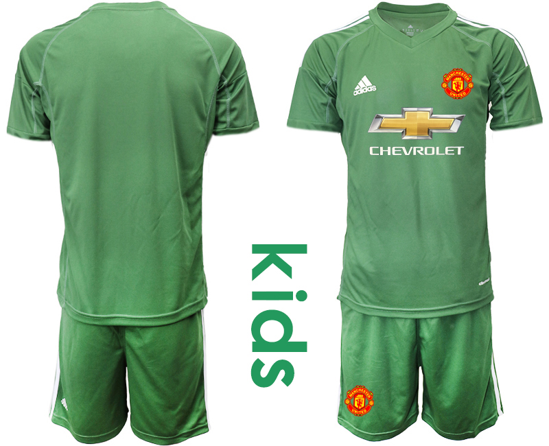 Youth 2020-2021 club Manchester United green goalkeeper blank Soccer Jerseys